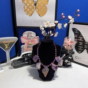 Imperial Jasper Beaded Purple Statement Necklace 🔥